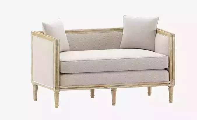 Leandra Rustic French Country Settee 3D model