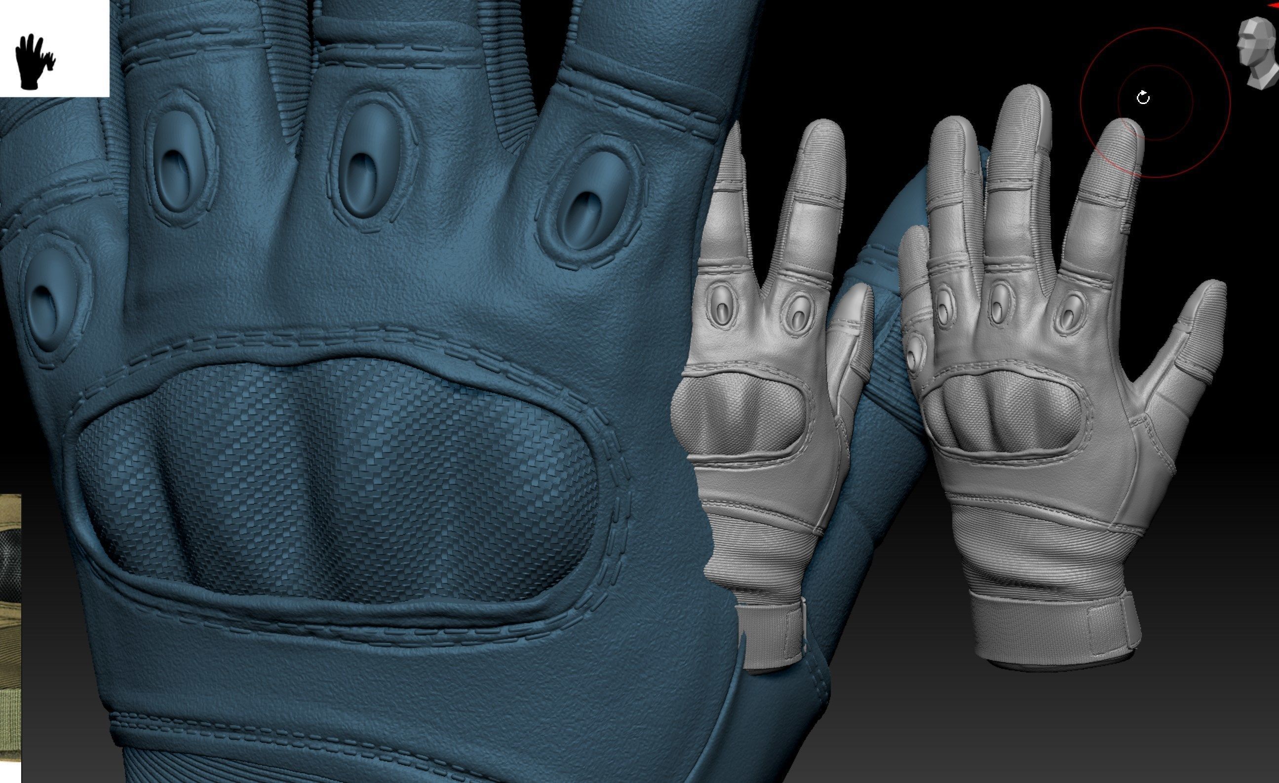 Tactical gloves hipoly  3D print model_3