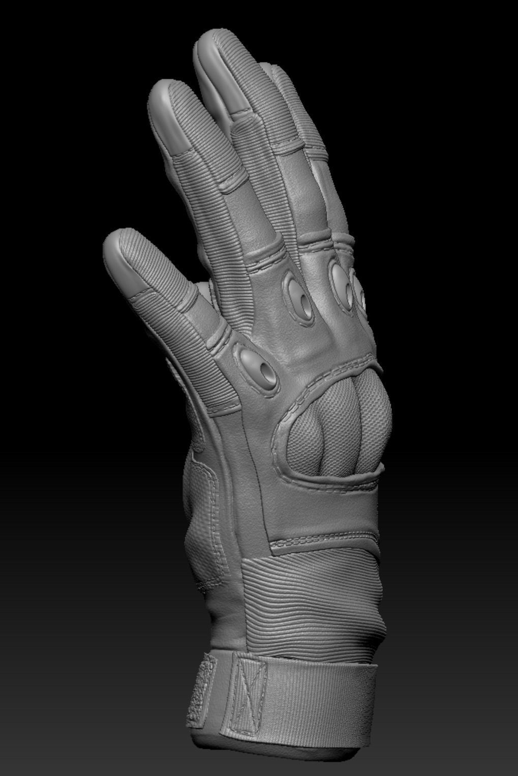 Tactical gloves hipoly  3D print model_4