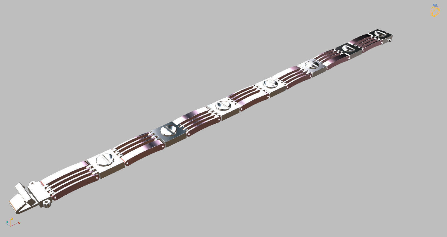 Screws Links Bracelet with clasp box  3D print model_2