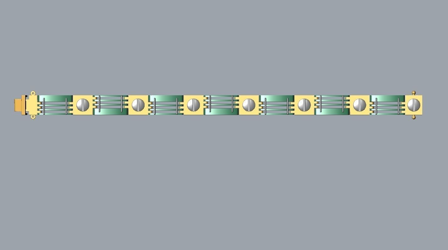 Screws Links Bracelet with clasp box  3D print model_4