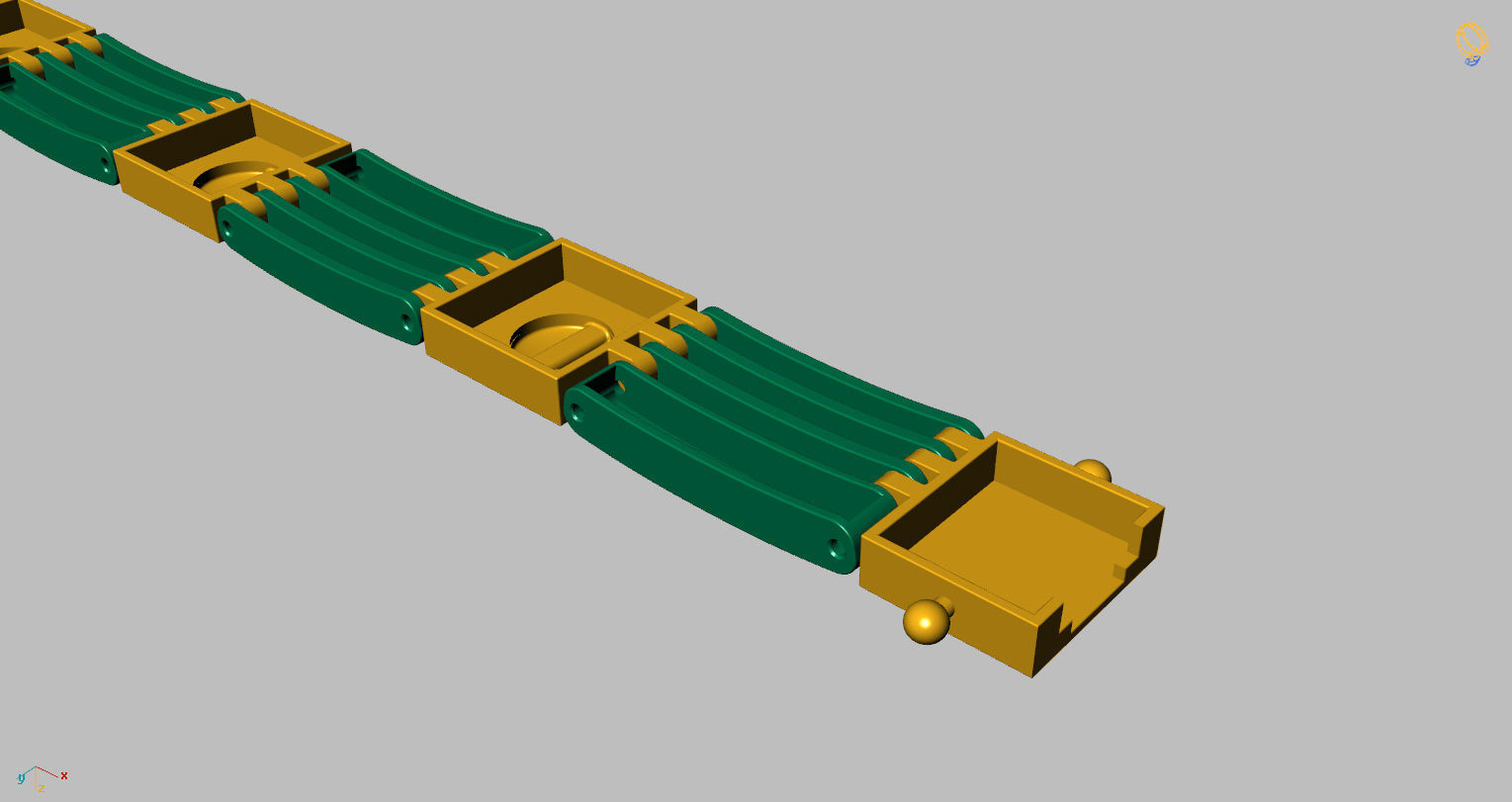 Screws Links Bracelet with clasp box  3D print model_21