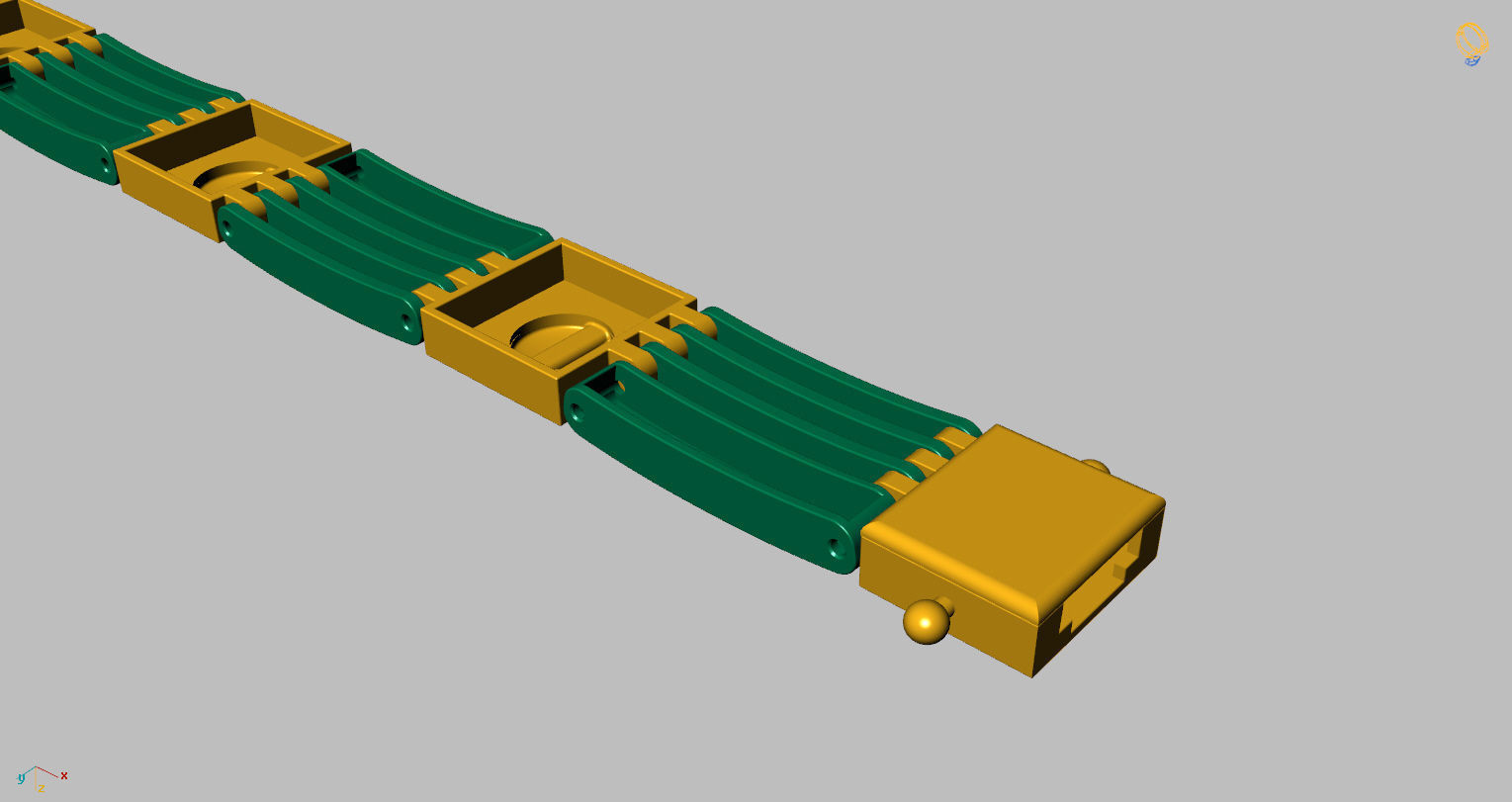 Screws Links Bracelet with clasp box  3D print model_22