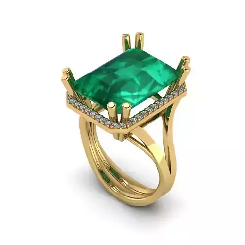 Cushion Diamond Ring With Emerald