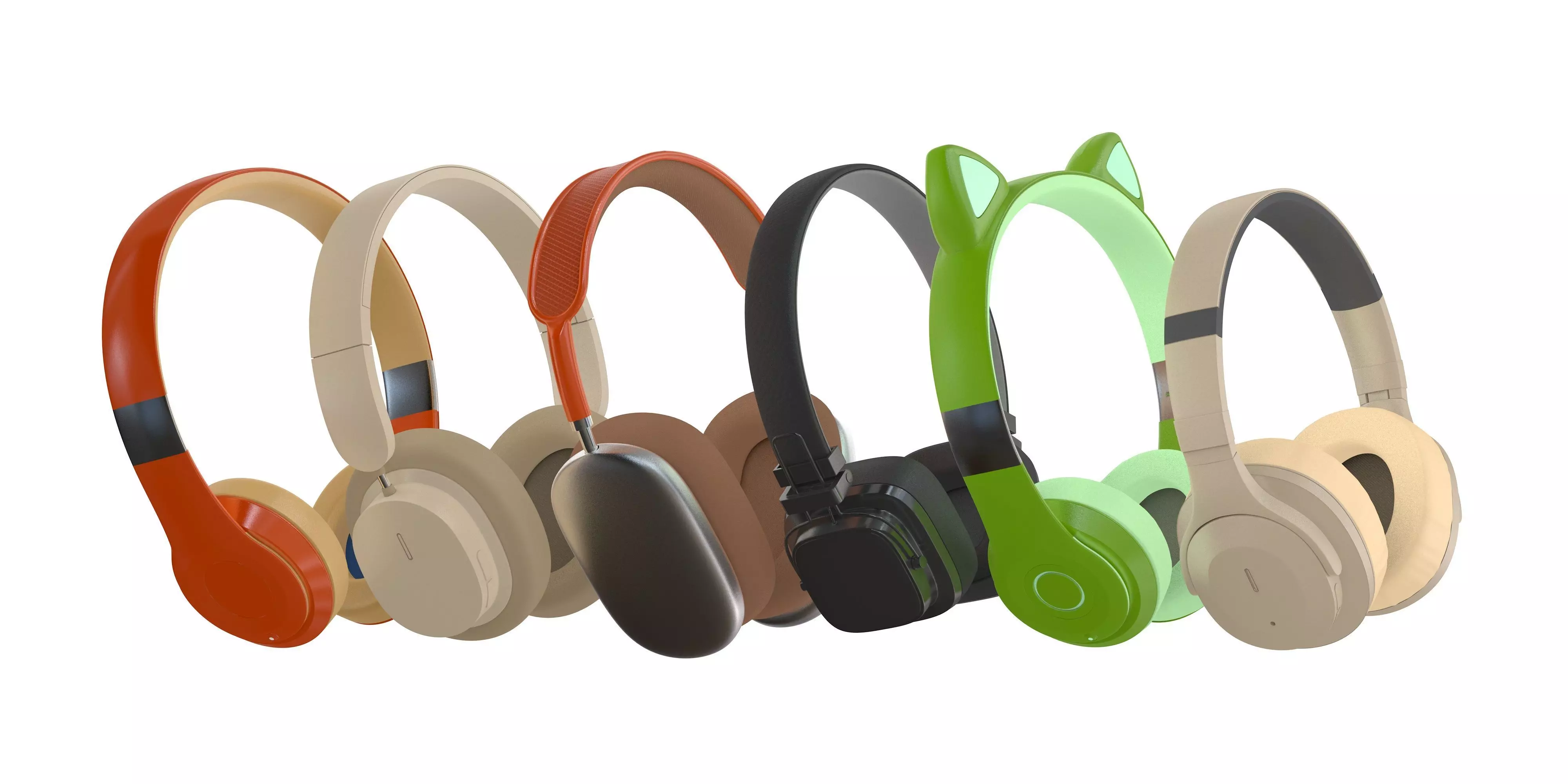 Wireless Headphones Collection 3D model