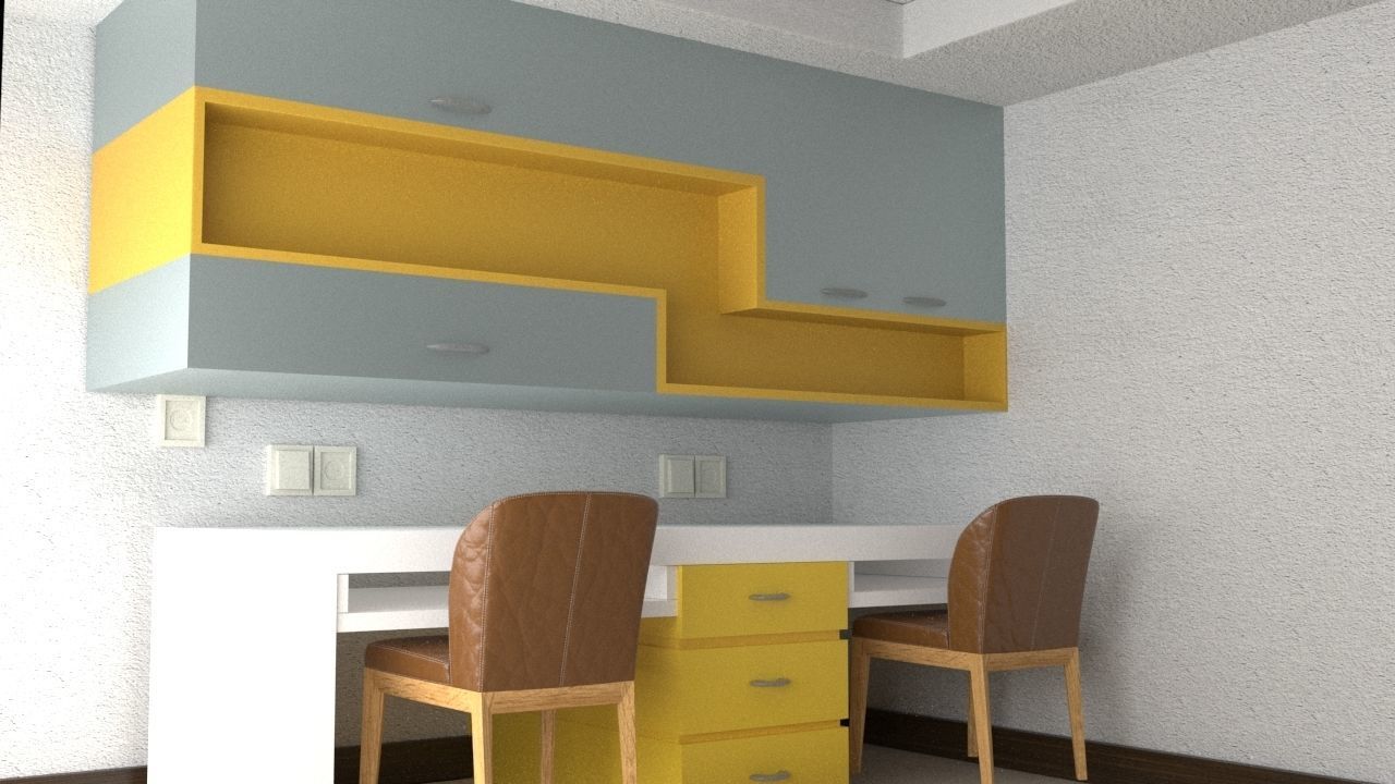 Room with two chairs  3D model_4