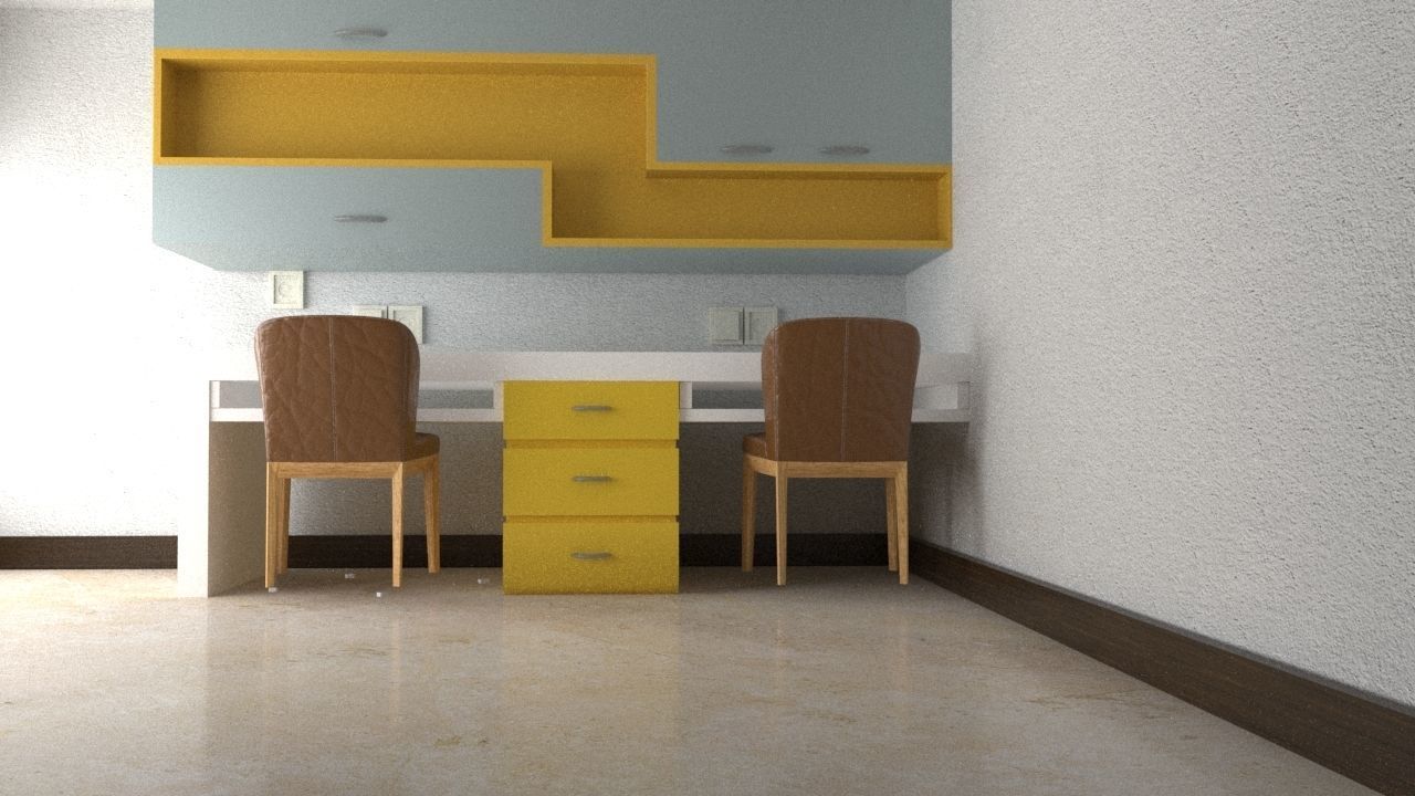 Room with two chairs  3D model_1