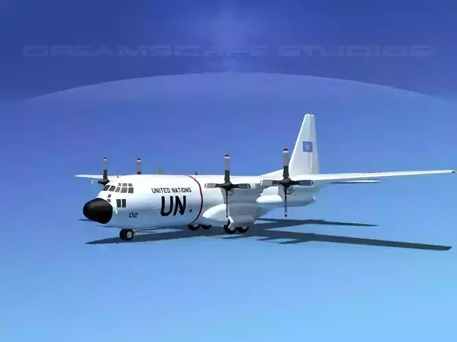 Lockheed C-130 Hercules Unated Nations 3D model