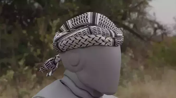 Keffiyeh with ornament Low-poly 3D model