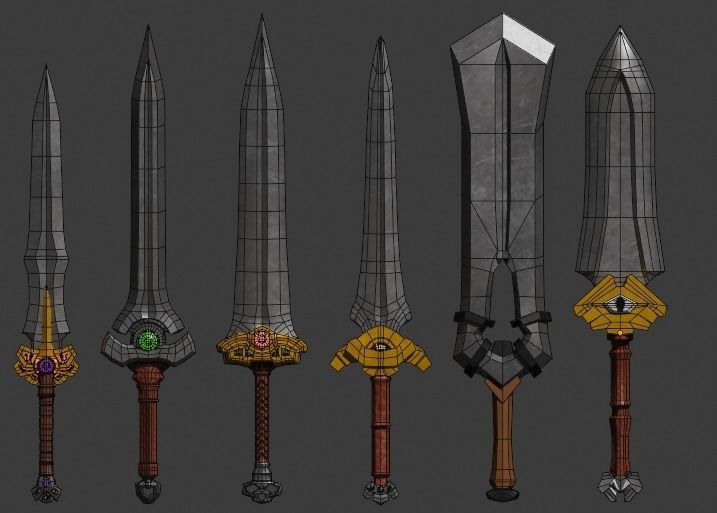 Low-poly swords Low-poly 3D model_9