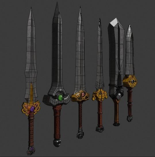 Low-poly swords Low-poly 3D model_1