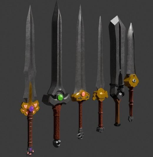 Low-poly swords Low-poly 3D model_7
