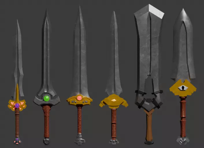 Low-poly swords Low-poly 3D model_0