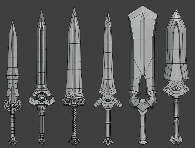 Low-poly swords Low-poly 3D model_6
