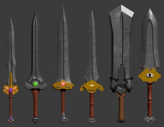 Low-poly swords Low-poly 3D model_8
