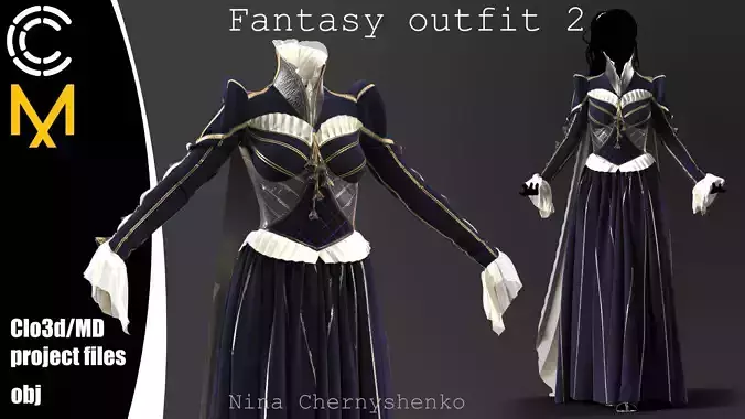 Fantasy outfit 2 - Marvelous Designer project and OBJ