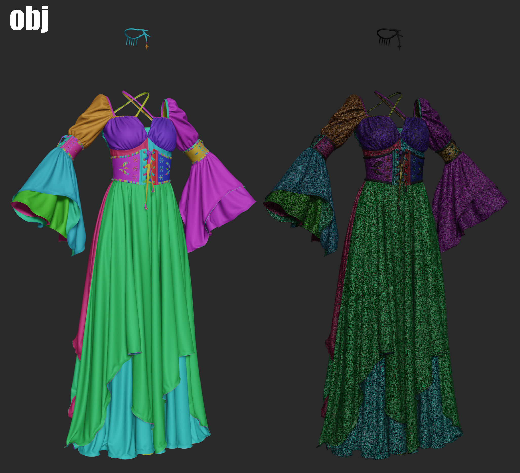 Fantasy outfit 4 - Marvelous Designer project and OBJ 3D model_6