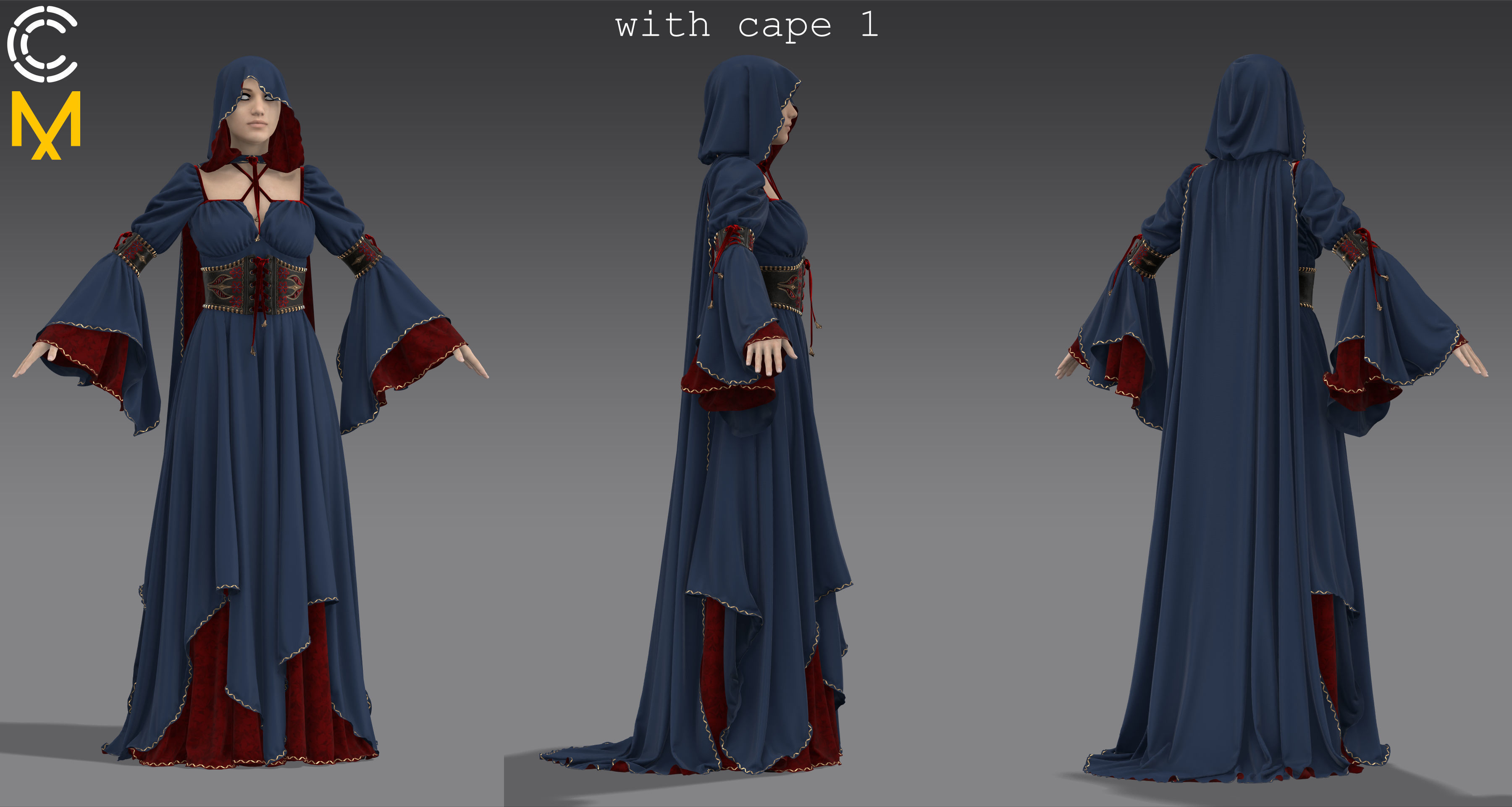 Fantasy outfit 4 - Marvelous Designer project and OBJ 3D model_3