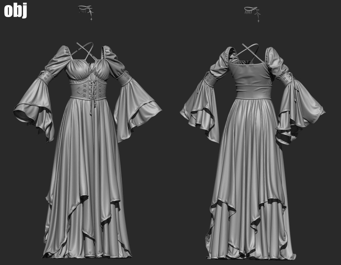 Fantasy outfit 4 - Marvelous Designer project and OBJ 3D model_5