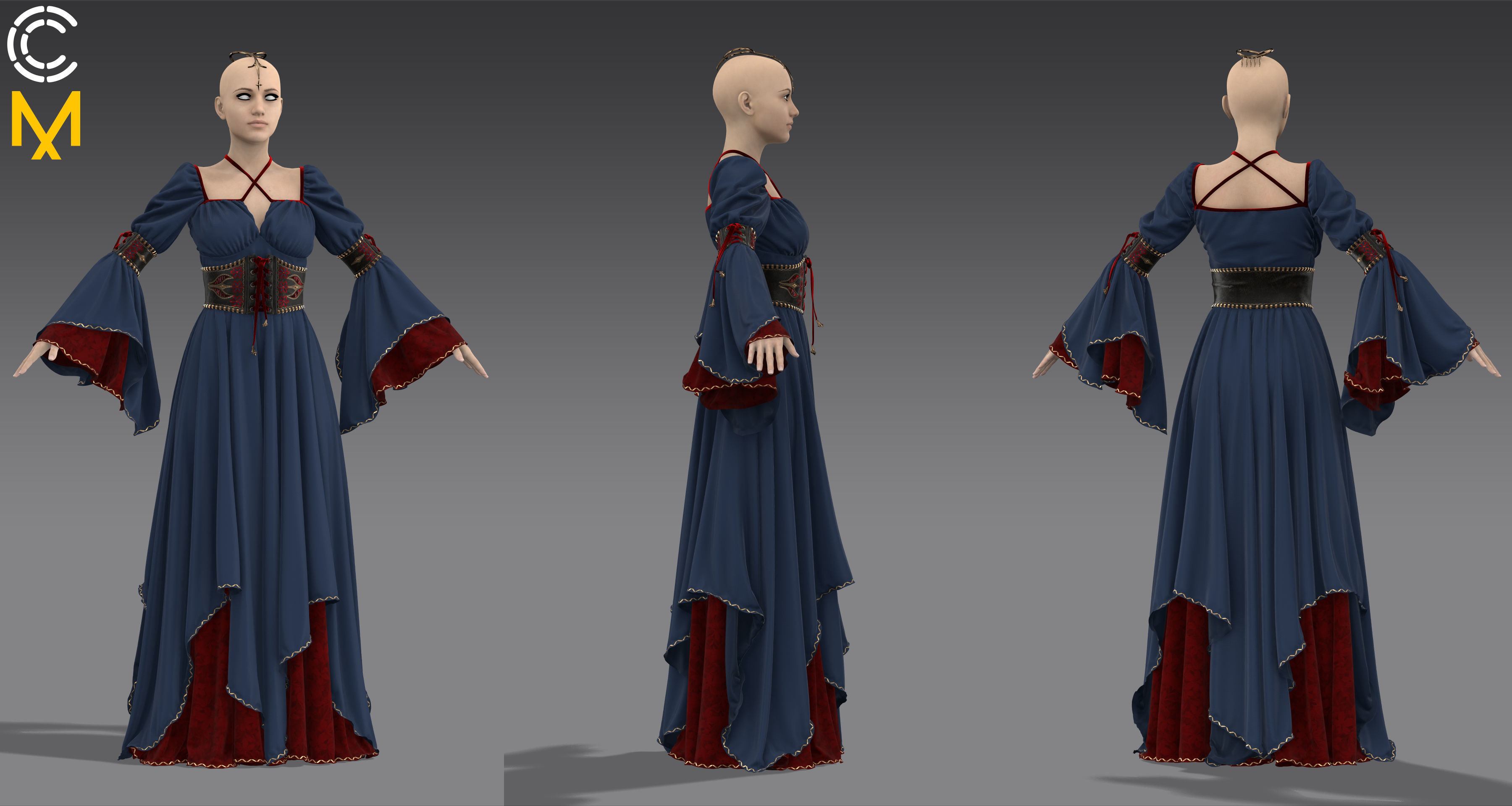 Fantasy outfit 4 - Marvelous Designer project and OBJ 3D model_2