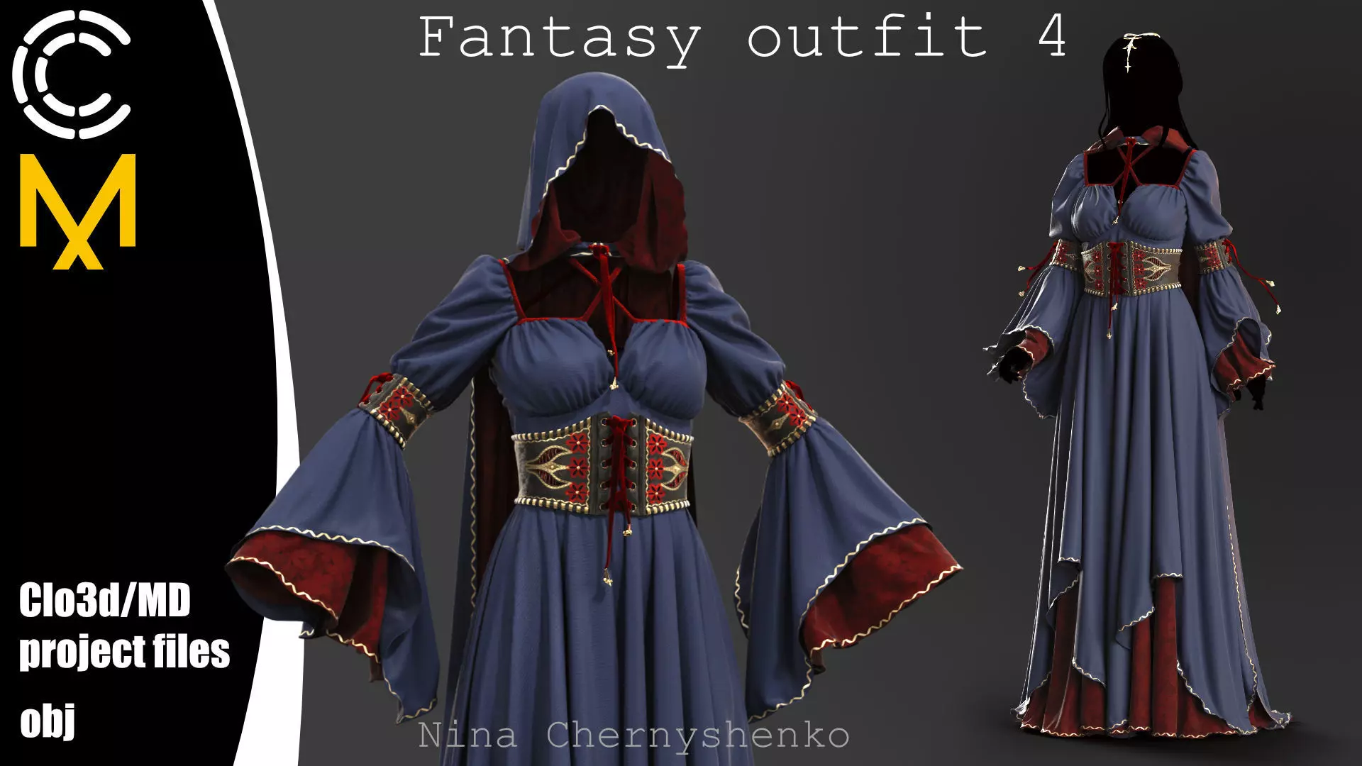 Fantasy outfit 4 - Marvelous Designer project and OBJ 3D model_0