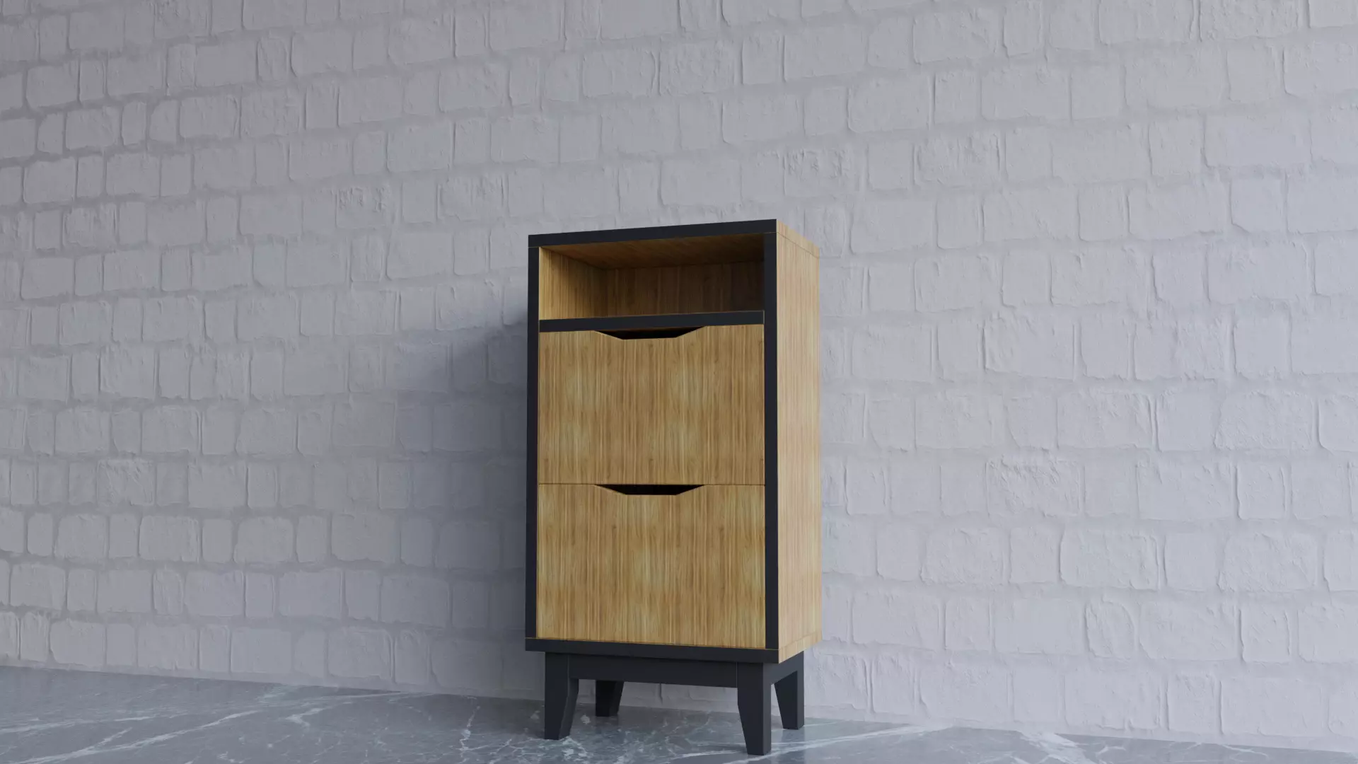 Bedside Table with Drawers 3D model_0