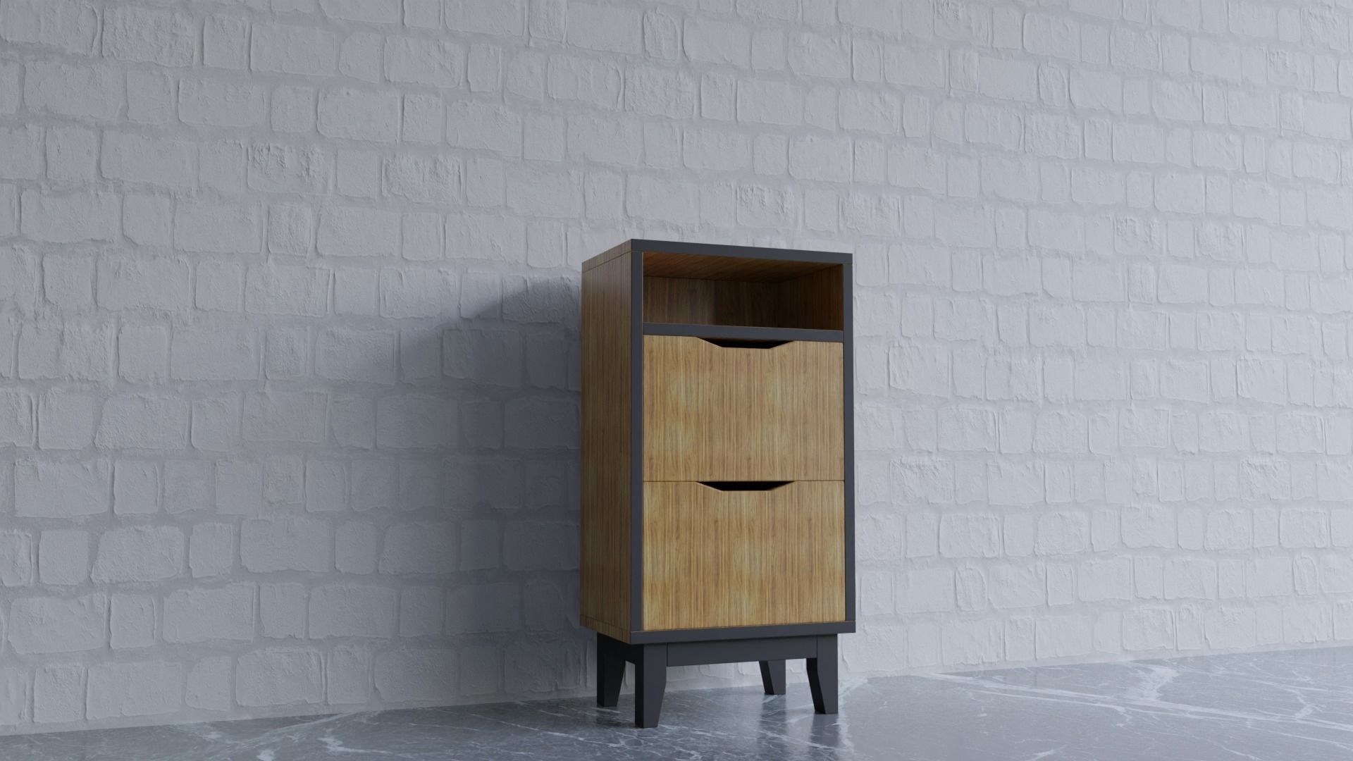 Bedside Table with Drawers 3D model_1