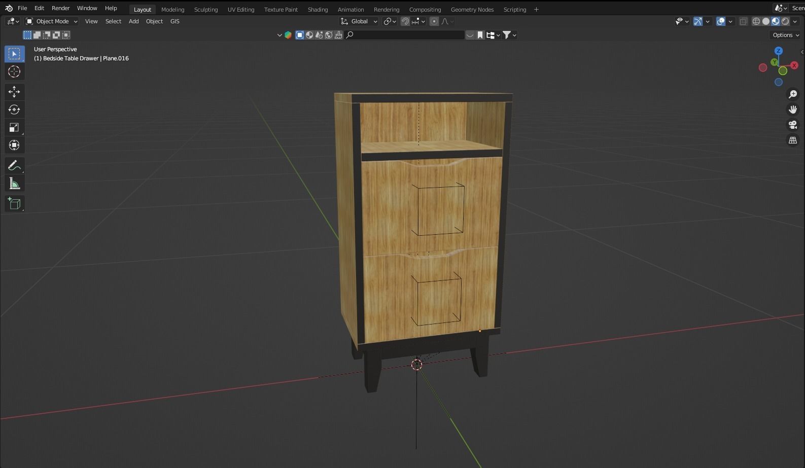 Bedside Table with Drawers 3D model_5