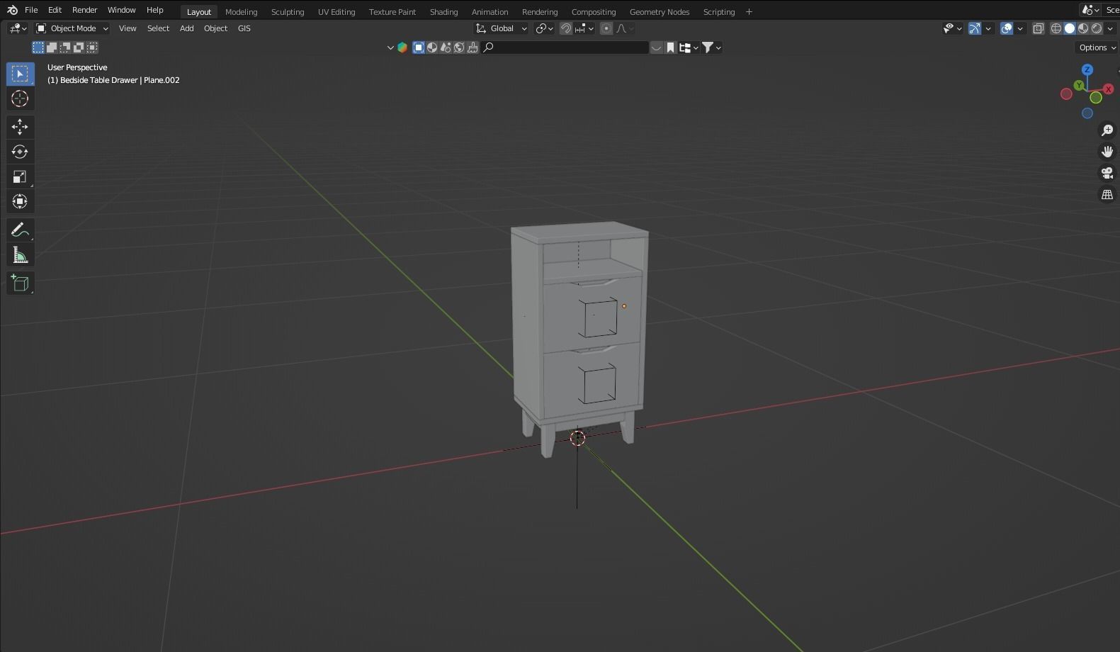 Bedside Table with Drawers 3D model_3