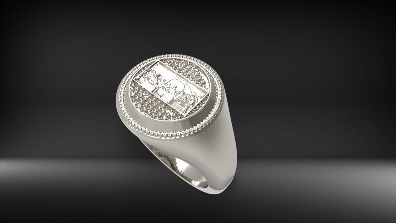 Last Supper Jesus Christ Signet Round Ring Jewelry 3D print model_12