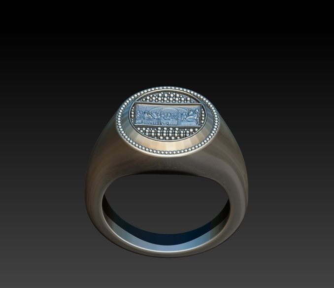 Last Supper Jesus Christ Signet Round Ring Jewelry 3D print model_2