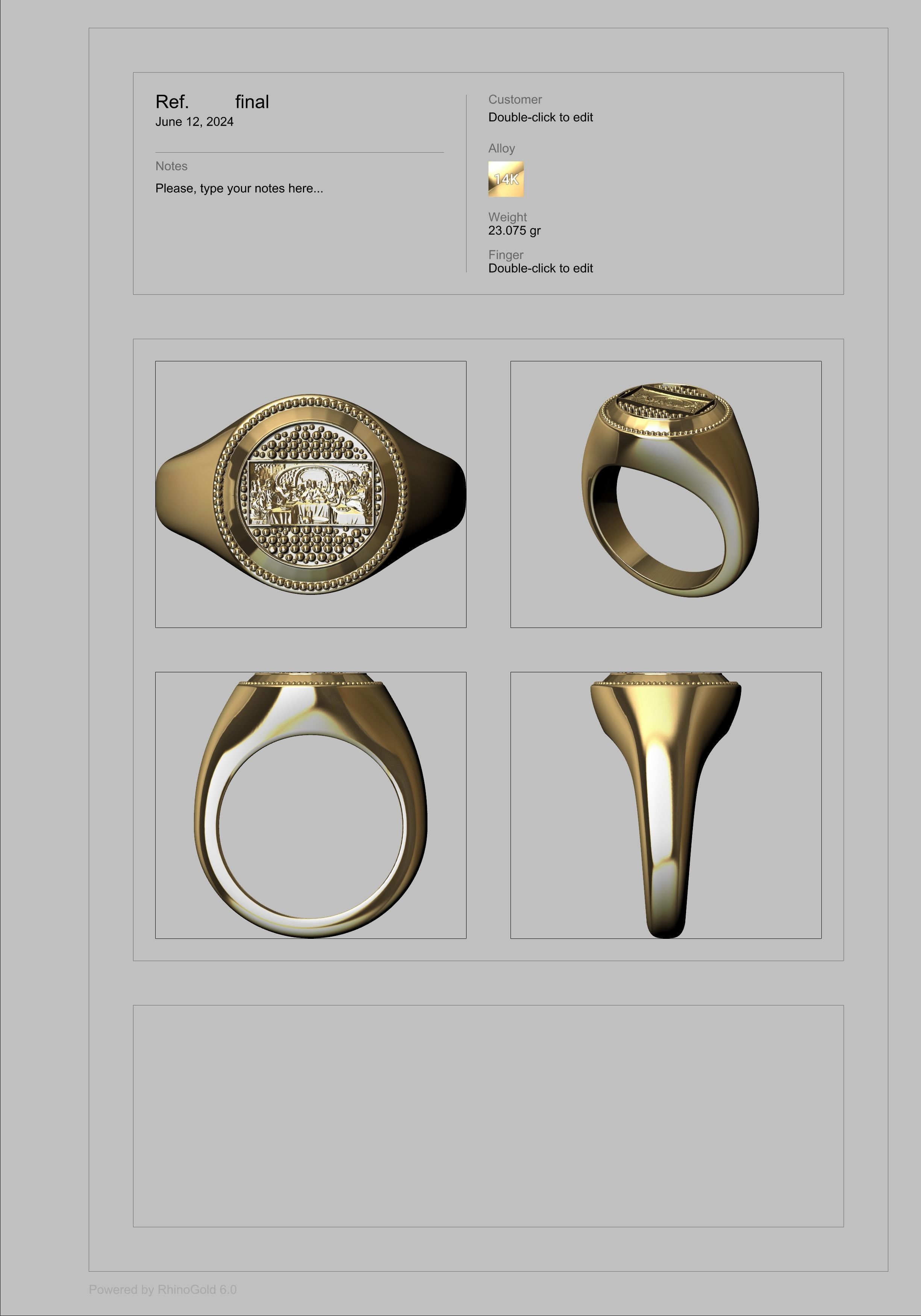 Last Supper Jesus Christ Signet Round Ring Jewelry 3D print model_17