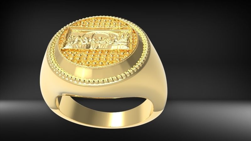 Last Supper Jesus Christ Signet Round Ring Jewelry 3D print model_6