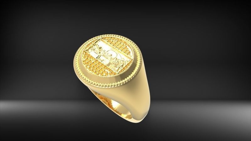 Last Supper Jesus Christ Signet Round Ring Jewelry 3D print model_15