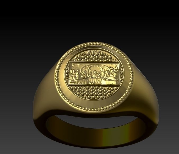 Last Supper Jesus Christ Signet Round Ring Jewelry 3D print model_3