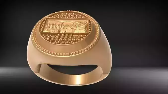 Last Supper Jesus Christ Signet Round Ring Jewelry 3D print model