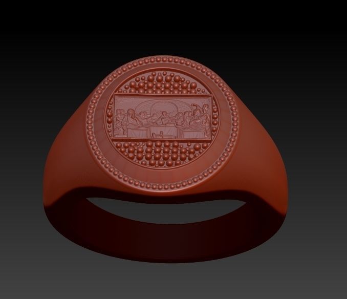 Last Supper Jesus Christ Signet Round Ring Jewelry 3D print model_1