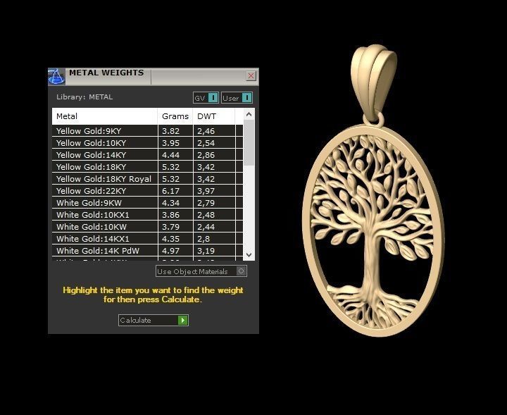 Tree of Life Oval Pendant 30x20 mm 3D print model_8