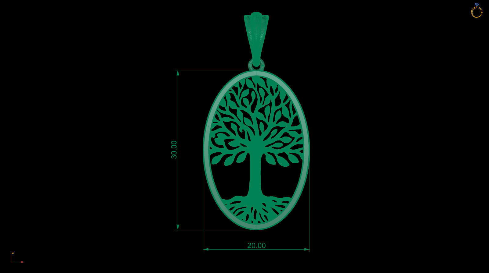 Tree of Life Oval Pendant 30x20 mm 3D print model_6