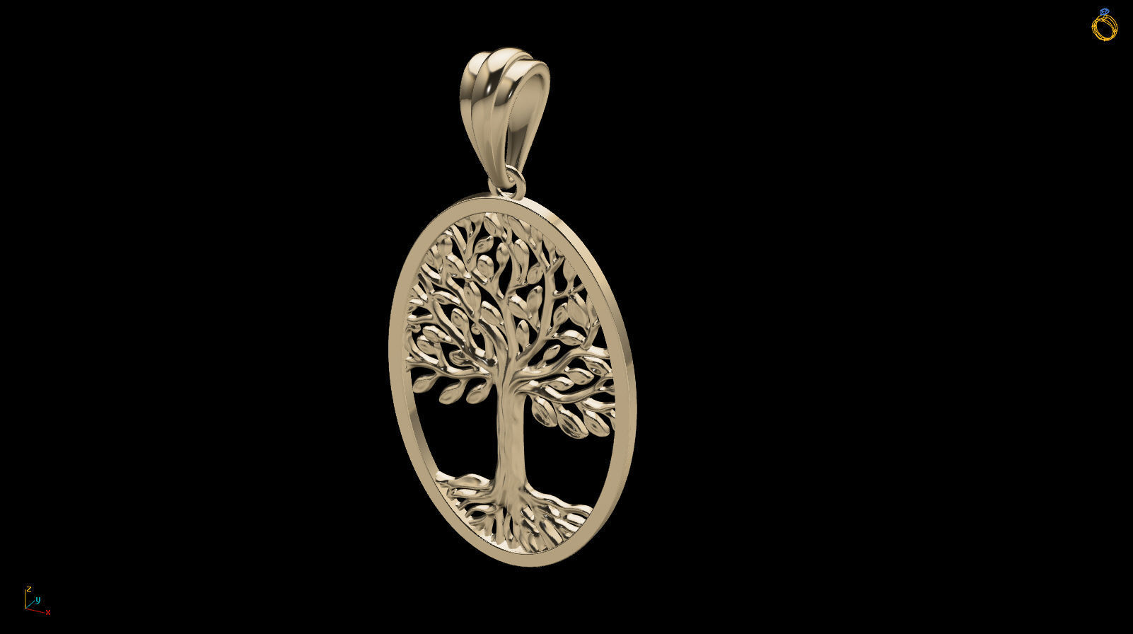 Tree of Life Oval Pendant 30x20 mm 3D print model_12