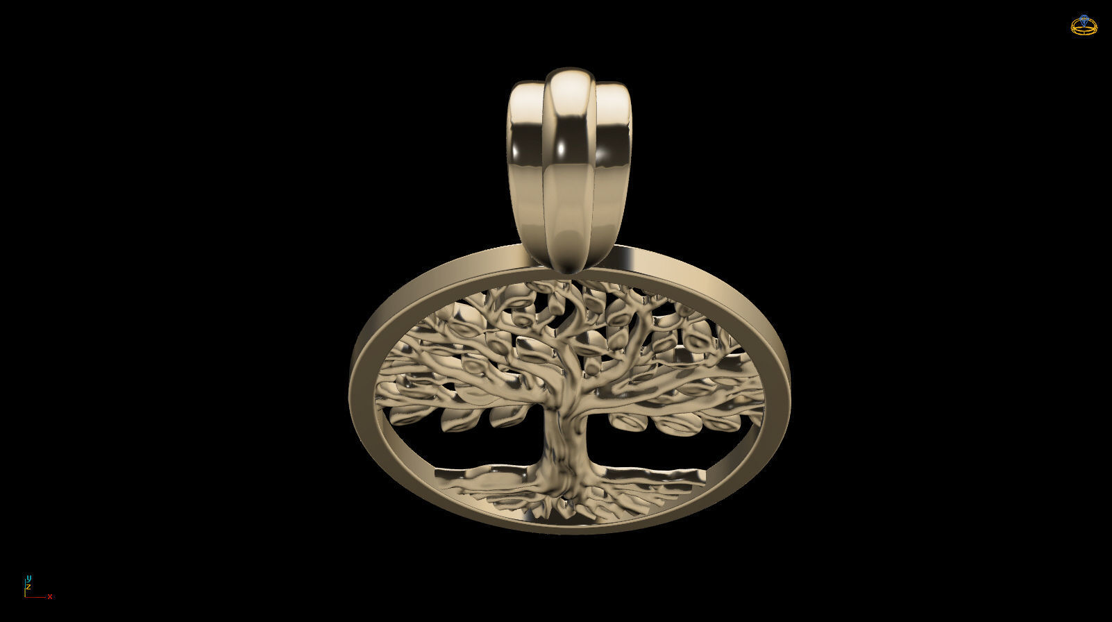 Tree of Life Oval Pendant 30x20 mm 3D print model_16