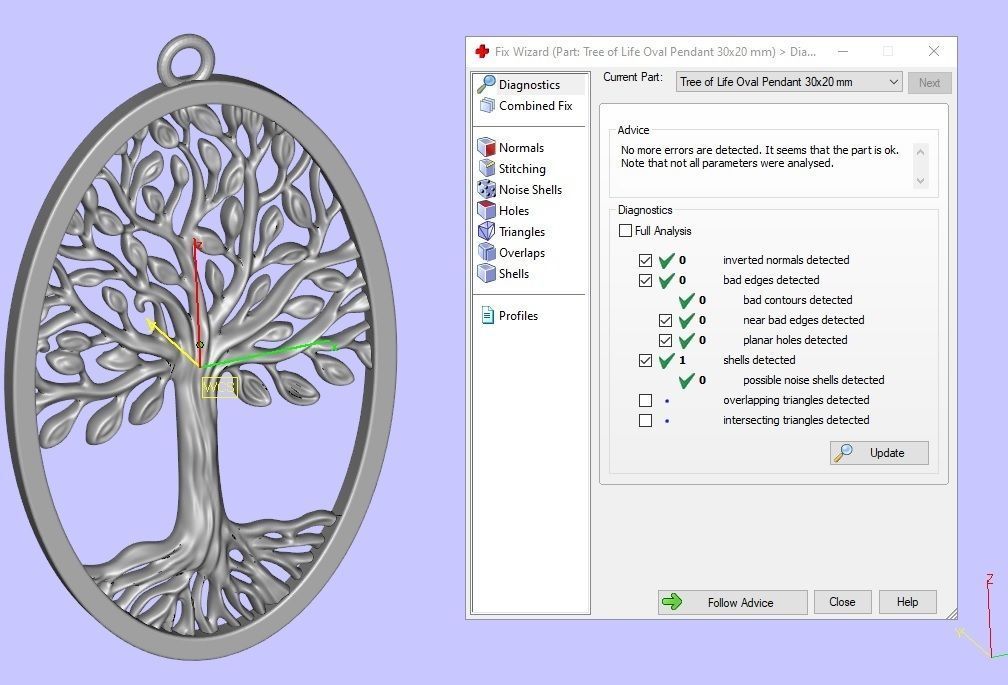 Tree of Life Oval Pendant 30x20 mm 3D print model_5