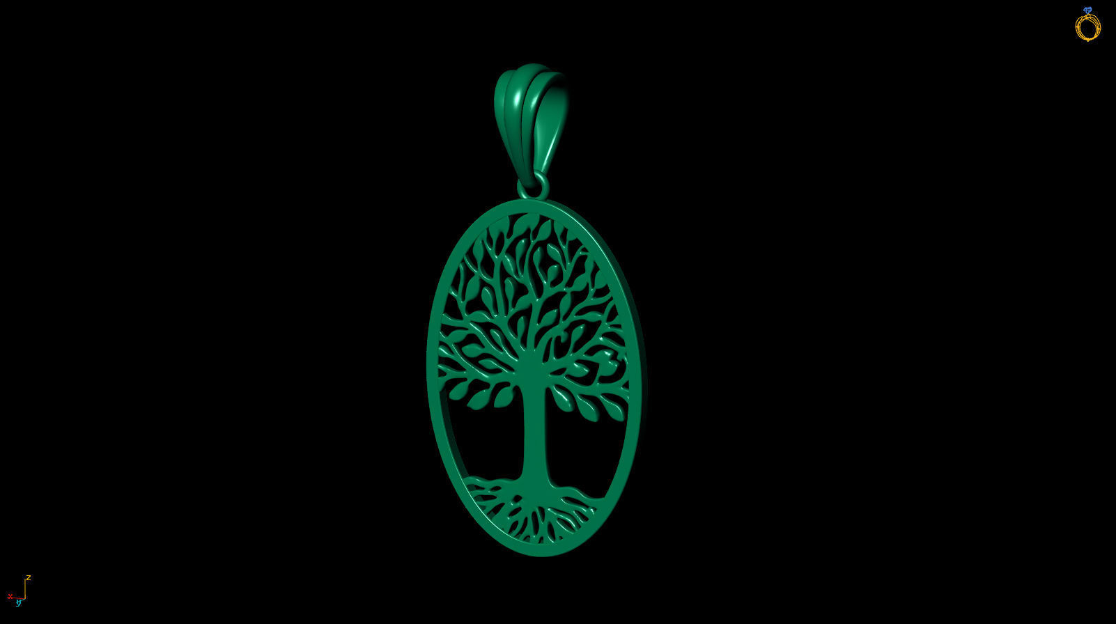 Tree of Life Oval Pendant 30x20 mm 3D print model_11