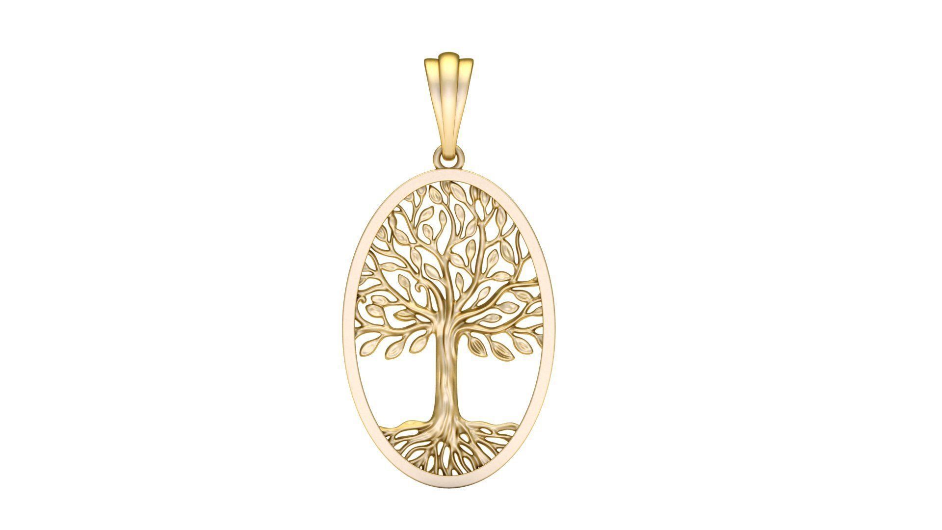 Tree of Life Oval Pendant 30x20 mm 3D print model_1
