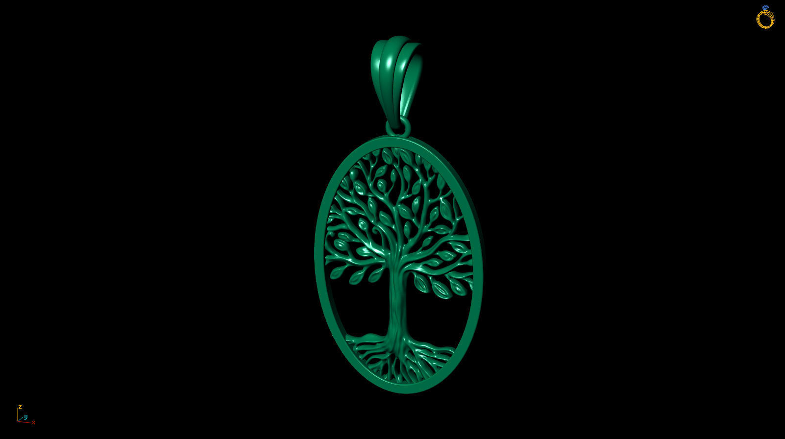 Tree of Life Oval Pendant 30x20 mm 3D print model_9