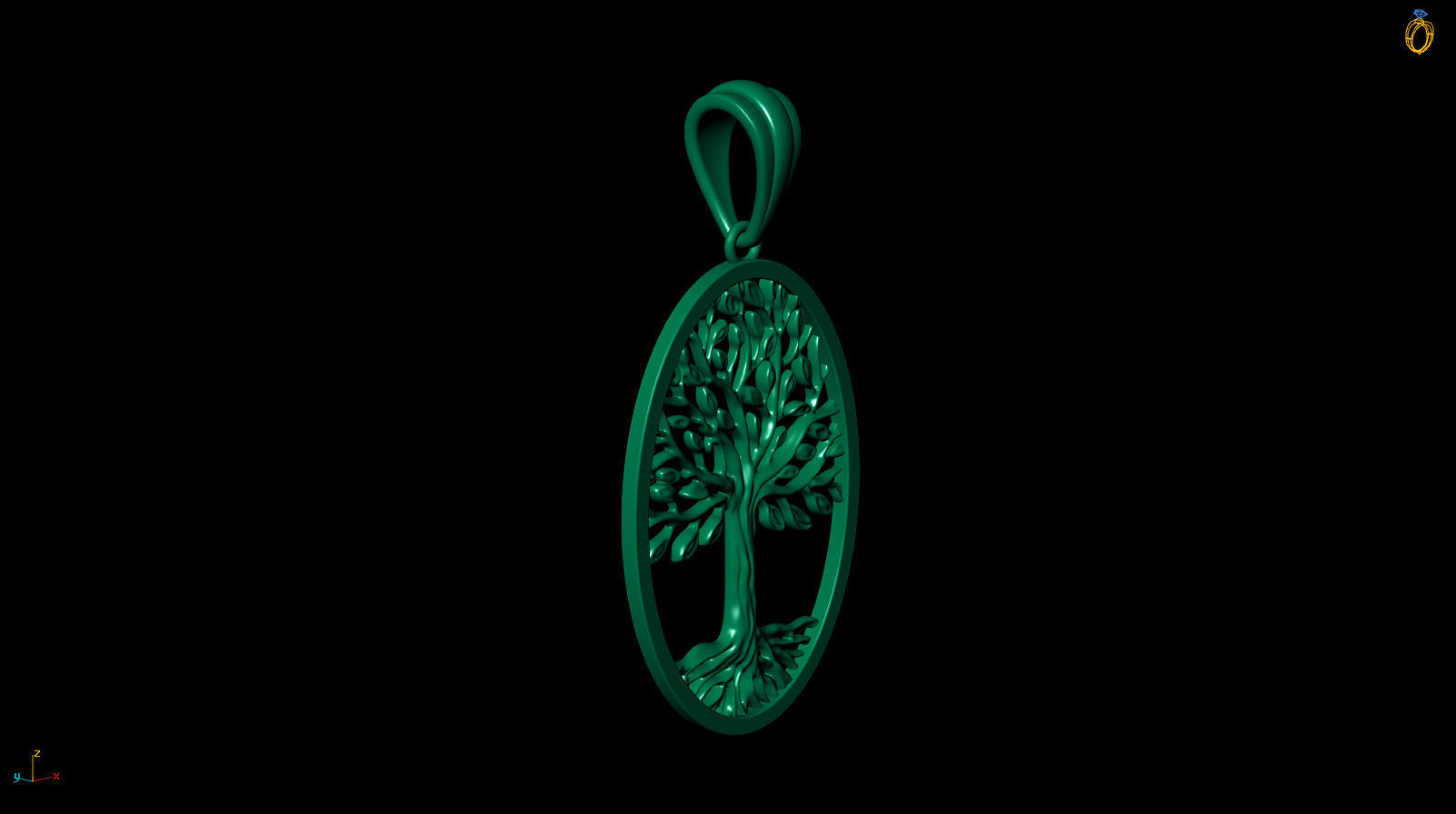 Tree of Life Oval Pendant 30x20 mm 3D print model_10