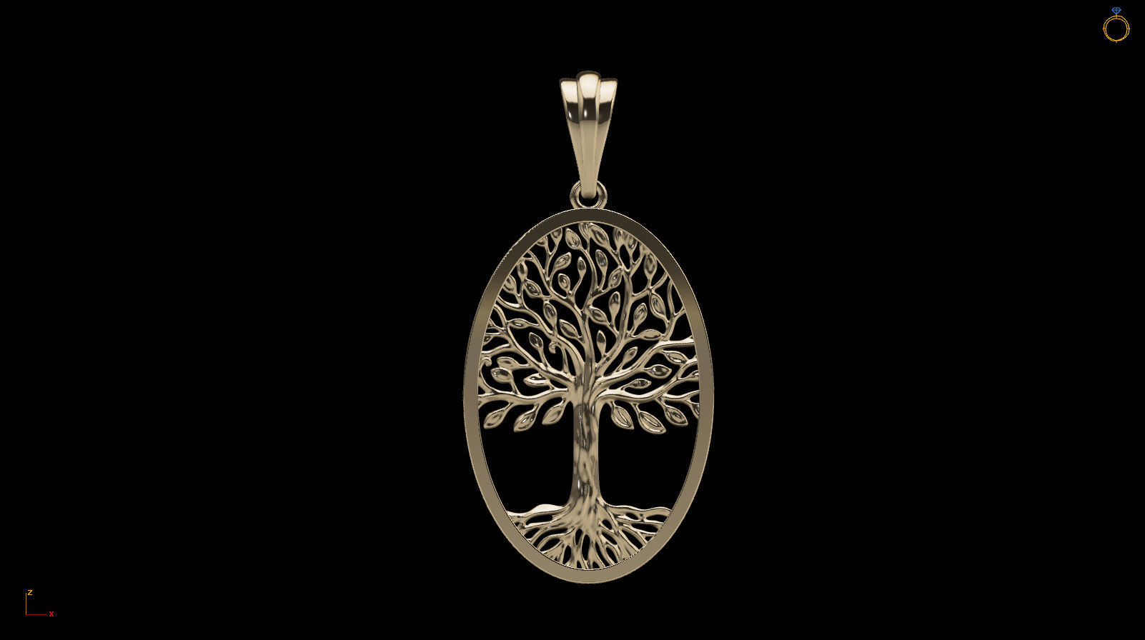 Tree of Life Oval Pendant 30x20 mm 3D print model_15