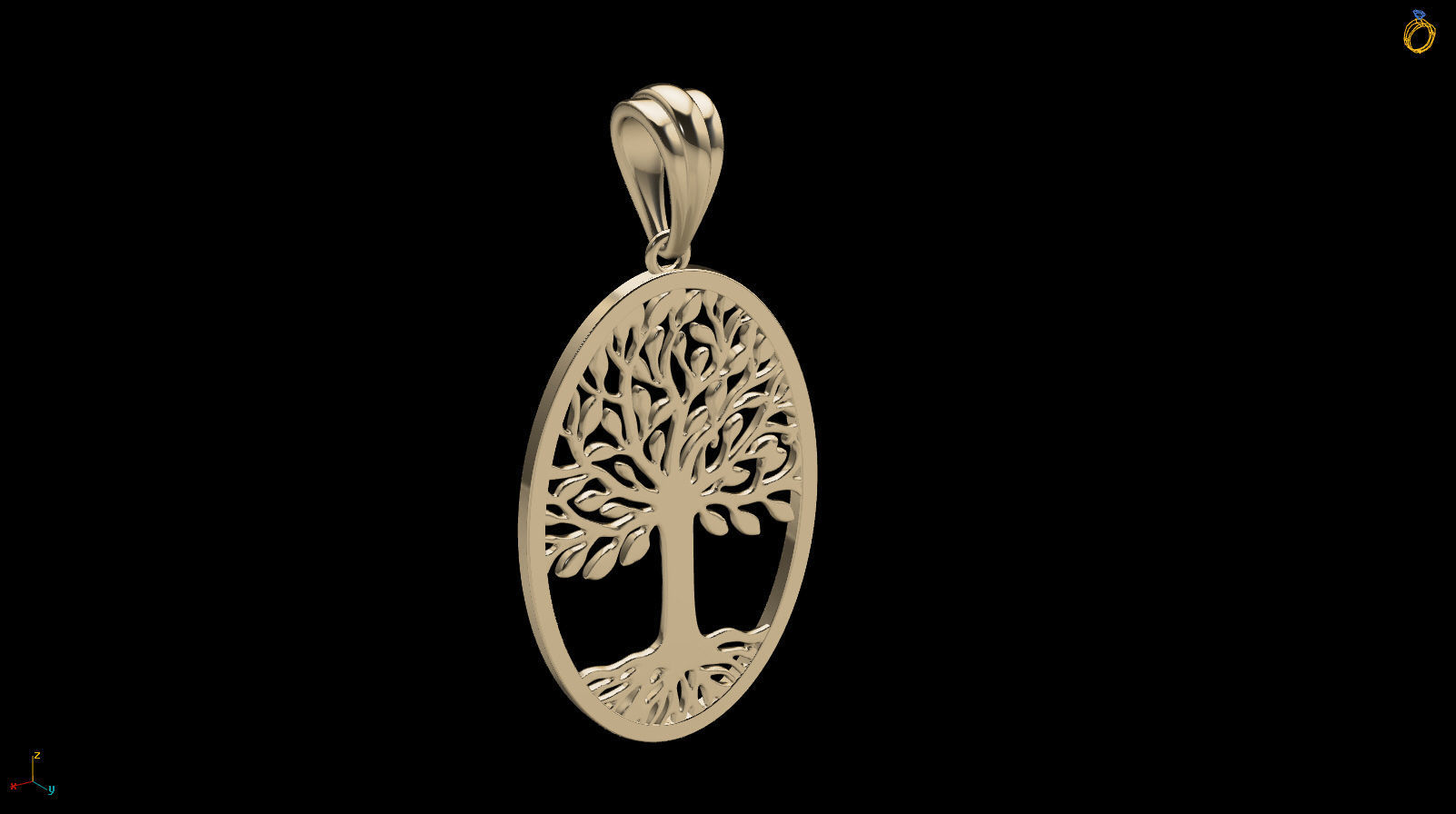Tree of Life Oval Pendant 30x20 mm 3D print model_13