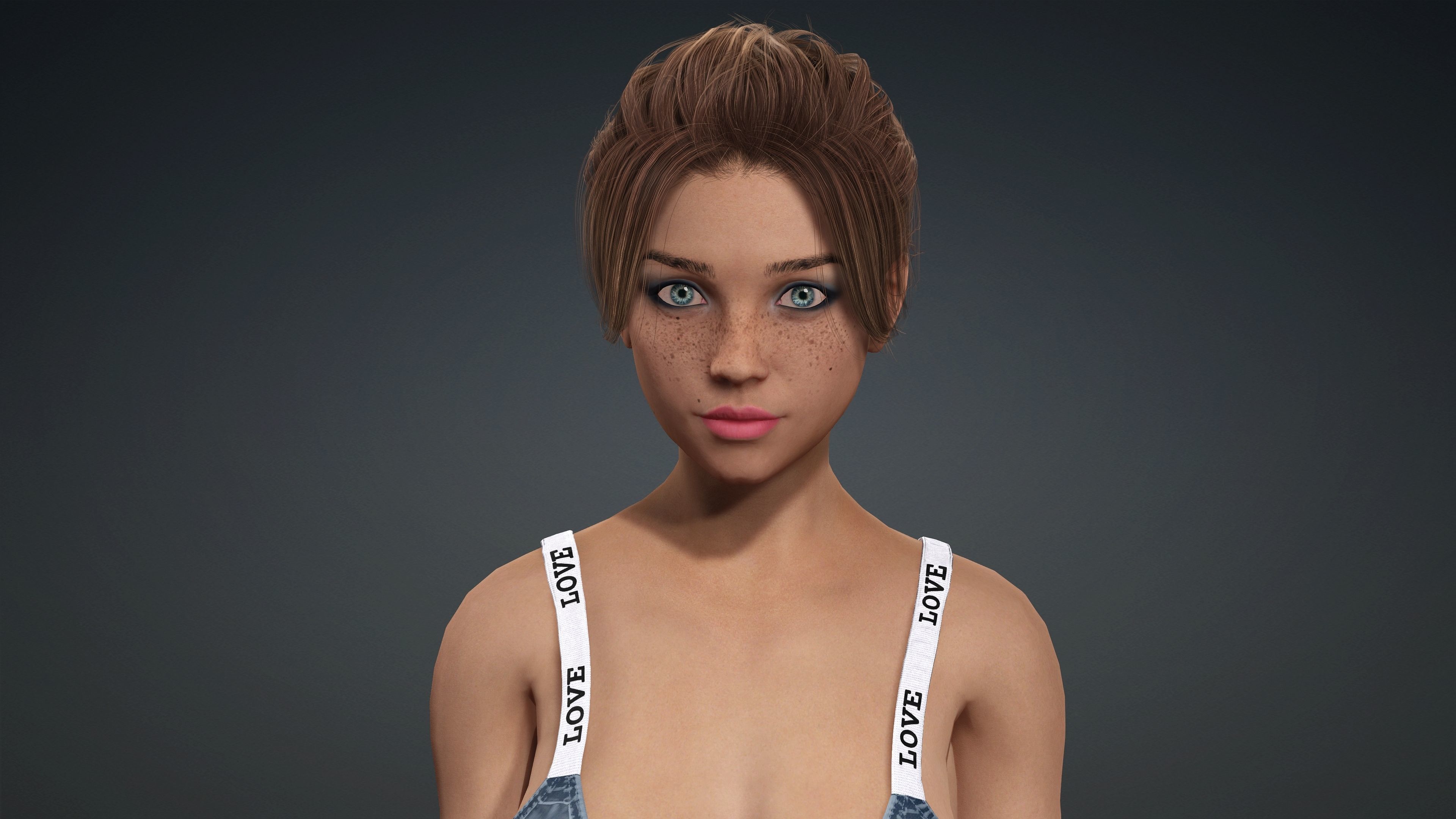 Sexy Character - Fully Rigged 3D model Low-poly 3D model_1