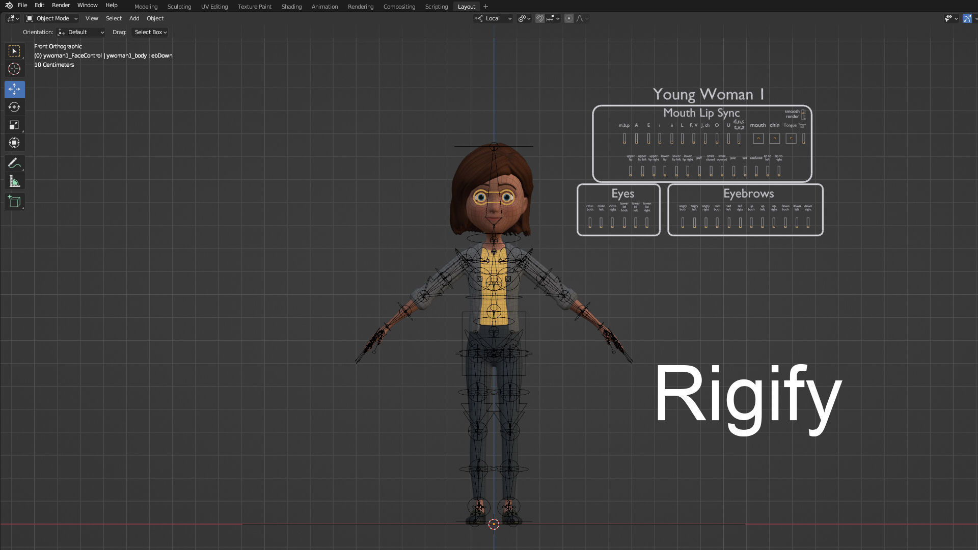 Cartoon Woman Rigged - Blender Low-poly 3D model_3